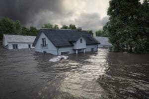 Überflutete Häuser